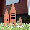 Miniatyrbillede 3 af 4: Havehus Havepæl Sæt af 3, Havedekoration Rust Look, Rust Metal Havepæle til Have, Terrasse, Balkon