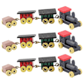 Miniatyrbillede 1 af 2: 3 stk. Miniature Trætog Dekoration Dukkehustog Legetøj Levende Tog Håndværk Mini Tog Skulptur Dekoration N