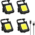 Miniatyrbilde 1 av 5: Mini LED arbeidslys, 4 stk 800 lumen inspeksjonslys oppladbare mini nøkkelring verkstedlampe med magnetkrok, COB 4 moduser lommelykter