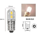 Miniatyrbillede 3 af 4: 4 Pak 6v E10 LED Pærer med 2835 Skruebase 4 SMD Chips Gul Opgradering til Forlygte Lommelygte Lommelygte