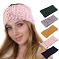 Miniatyrbillede 2 af 5: Damer Vinter Flettet Kabelstrikket Pandebånd Tykt Plysjforing Ørevarmer Dobbelt Lag Ensfarvet Hæklet Hovedbeklædning Stræk Bandana Turban