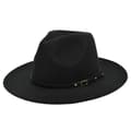 /EA/Svart retro jazzhatt i ull med flat brem