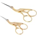 /EA/ (Guld, 11,5 cm + 9,5 cm) Set med 2 broderisaxar, liten trana