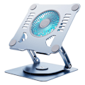 Miniatyrbild 1 av 5: Laptopkylare med 3 Hastighetsfläkt, Justerbart Laptopställ för Skrivbord, Ergonomisk Vikbar Laptopkylplatta för 10-16'' Notebook silver With 360° Rotating Base