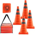 /EA/Säkerhetskoner, 4-pack 45 cm hopfällbara trafikkoner, byggkoner med reflexkrage, bred bas och förvaringsväska, för trafikstyrning,[