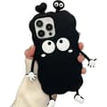 /EA/3D Kawaii Tecknat Telefonfodral Svart Sött Silikon Telefonfodral