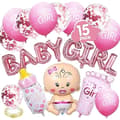 /EA/Flicka - Rosa könsvisnings babyshower dekoration med flicka