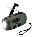 Miniatyrbild 5 av 5: Vevradio med mobilladdare, solpanel, ficklampa, powerbank, SOS, 1-P, grön