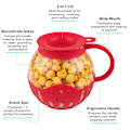 Miniatyrbild 2 av 5: Popcornpoppare i Glas för Mikrovågsugn, 2,25 Quart Original Popcornburk med Silikonlock, BPA-fri, Tål Maskindisk red