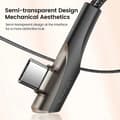 Miniatyrbilde 2 av 2: /EA/Type A TOOCKI TQ-X15A3 2m 3A hurtiglade USB til Type-C datakabel rettvinklet flettet datakabel