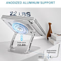Miniatyrbild 3 av 5: Laptopkylare med 3 Hastighetsfläkt, Justerbart Laptopställ för Skrivbord, Ergonomisk Vikbar Laptopkylplatta för 10-16'' Notebook silver No Rotating Base