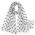 Mykt blomstrete skjerf for kvinner Chiffon Sheer Skjerf Polka Dot-hvit Svart