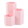 /EA/ Sminkborstorganisatör, 3 plastfack för sminkborstar, rosa