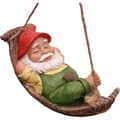 /EA/ Utomhus trädgårdsstaty, liggande dvärg med hängmatta, tomte