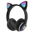 /EA/Wireless Bluetooth Cat Ear Headphones with LED Lights (Black)