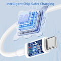 Miniatyrbild 4 av 6: USB-C-kabel, USB-C-kabel för USB A, Data upp till 480 Mbit/s, Vit, för iPhone, Android, Längd 2m, Vit - TOPESCT