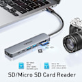 Miniatyrbild 5 av 6: TOPESCT USB C-adapter, USB C HDMI 4K-hubb, PD 100W, USB C 3.0, 2*USB 3.0, SD/TF-kortläsare, USB C multiport-docka 7-i-1
