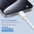Miniatyrbild 5 av 6: USB-C-kabel, USB-C-kabel för USB A, Data upp till 480 Mbit/s, Vit, för iPhone, Android, Längd 2m, Vit - TOPESCT