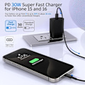 Miniatyrbild 3 av 6: Snabb laddningskabel USB-C till USB-C, hastighet på 480 Mbit/s, USB-IF certifierad, för iPhone, Android 2 m, typ-C till typ-C - TOPESCT