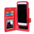 Miniatyrbillede 2 af 4: PH26® Red folio-etui med guldprikker til Huawei Honor 6X i øko-læder med kortholder, spejl og synlige syninger