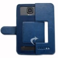 Miniatyrbild 3 av 4: Super Pack-fodral för Nokia 2V Extra Slim 2 Eco-läderfönster + 2 skyddsglasögon med hög genomskinlighet TURQUOISE BLUE