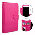 Miniatyrbillede 1 af 4: Folio cover til Motorola E4 MT6737 pungformat i fuchsia øko-læder med dobbelt indvendig klapkortholder,