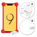 Miniatyrbillede 1 af 4: Super Pack rød stødsikker kofangerkasse i kvalitetssilikone til V-Mobile S9 (2019) med 1 netoplader, Ultrahurtig 2x USB Röd