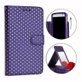 Miniatyrbillede 1 af 3: PH26® Folio cover til Samsung Galaxy J7 Duo (2018) med guldprikker i lilla øko-læder med kortholder, spejl og syninger