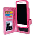 Miniatyrbild 2 av 4: Foliofodral för Oppo A94 plånboksformat i ekoläder - dubbel invändig korthållare med flikar magnetisk stängning - FUSHIA Rosa