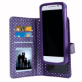 Pikkukuva 2 / 4: PH26® Folio suojakuori Xiaomi Redmi Note 5A Oro 2+:lle kultaisilla pilkuilla violetissa eko-nahassa, korttiteline, peili ja tikkaukset