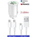 Miniatyrbillede 2 af 4: Biladapter - Google - Pixel 6 - Hurtigopladning 30W - Quick Charge 3.0 - USB Type C Vit