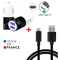 Miniatyrbillede 2 af 4: Autoopladerpakke + 1 USB-C-kabel til Blackview BV5300 Pro Ultra-kraftig oplader 2X (5V-2.1A) + 1 1M kabel - SORT