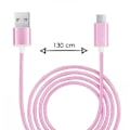 Pikkukuva 1 / 4: Mikro-USB-kaapeli Infinix Smart 4 Plus:lle nylonpunottu USB-kaapeli 1,3 metrin pikalataus-synkronointi-tiedonsiirtokaapeli - PINK