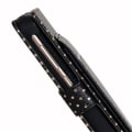 Pikkukuva 3 / 4: PH26® Folio suojakuori Huawei Y9:lle (2018) kultaisilla pilkuilla mustaa eko-nahkaa, korttiteline, peili ja näkyvät tikkaukset