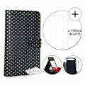Pikkukuva 1 / 3: PH26® Super Pack Folio suojakuori kullanväriselle täplälle mustaa ekonahkaa, korttiteline, peili ja näkyvät tikkaukset 3