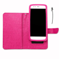 Miniatyrbillede 4 af 4: Folio cover til Wileyfox Spark pungformat i fuchsia øko-læder med dobbelt indvendig klap, kortholder, lukning
