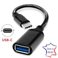 Pikkukuva 2 / 4: USB-C-USB-A OTG-sovitinkaapeli Samsung Galaxy S20+ SD865:lle - USB C Uros-USB A Naaras nailonpunottua alumiinia