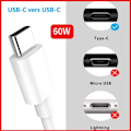 Pikkukuva 2 / 5: 60 W USB C–USB C -kaapeli – 1 metri Sharp Aquos R9:lle, 3,1 A PD -pikalatauskaapeli