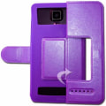 Miniatyrbillede 3 af 4: Yezz Andy 5E5 Extra Slim Purple Folio Cover Case X 2 Vinduer i kvalitets øko læder med magnetisk lukning og syning