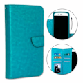 Miniatyrbillede 1 af 4: Folio cover til Samsung Galaxy S22+ øko-læder pung format - dobbelt indvendig flap kortholder - TURKIS Blå