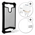 Miniatyrbillede 1 af 4: Super Pack til Alcatel 1X 2019 læder-stil bagcover + 1 ultra-resistent og gennemsigtigt hærdet glas beskyttelsesfilm - SØLV