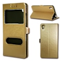 Miniatyrbillede 1 af 3: Etui Housse Coque Folio - PH26® - HTC 630 - Kunstlæder - Magnetisk - Guld Guld guld