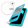 Pikkukuva 1 / 4: Super Pack Cover for Wiko View 3 Pro Extra Slim 2 Windows ekonahka + läpinäkyvä karkaistu lasi TURKOOSI SININEN
