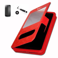 Pikkukuva 1 / 4: Lenovo Moto G4 Play super PACK Red PU ikkunakotelo + minikynä + karkaistu lasi 9H kovuus, erittäin ohut 0,20 mm