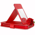 Miniatyrbillede 4 af 4: PH26® Red folio-etui med guldprikker til Xiaomi Redmi 4X i øko-læder med kortholder, spejl og synlige syninger