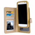 Miniatyrbild 2 av 4: PH26® Gold foliofodral med guldprickar för Alcatel Pop 4S (5.5P) i ekoläder med korthållare, spegel och sömmar