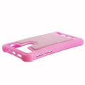 Miniatyrbillede 4 af 4: Bagcover til LG Harmony 4 læderstil silikone gel contours anti-shock cover [tillader trådløs opladning] - Pink Rosa