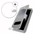 Miniatyrbild 1 av 4: Super Pack-fodral för Motorola Moto G Pro Extra Slim 2 Windows Eco-läder + hög genomskinlighet härdat glas SILVER