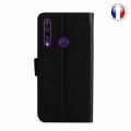 Miniatyrbillede 2 af 4: Pungcover dedikeret til Huawei Y6P - kornet læderstil med magnetisk flig til opbevaring af kort og videounderstøttelse - Sort Svart