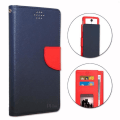 Miniatyrbillede 1 af 4: Huawei P9 Lite Cover Folio cover marineblåt og rødt tekstureret læderlook med kortholder og synlige syninger fra PH26®
